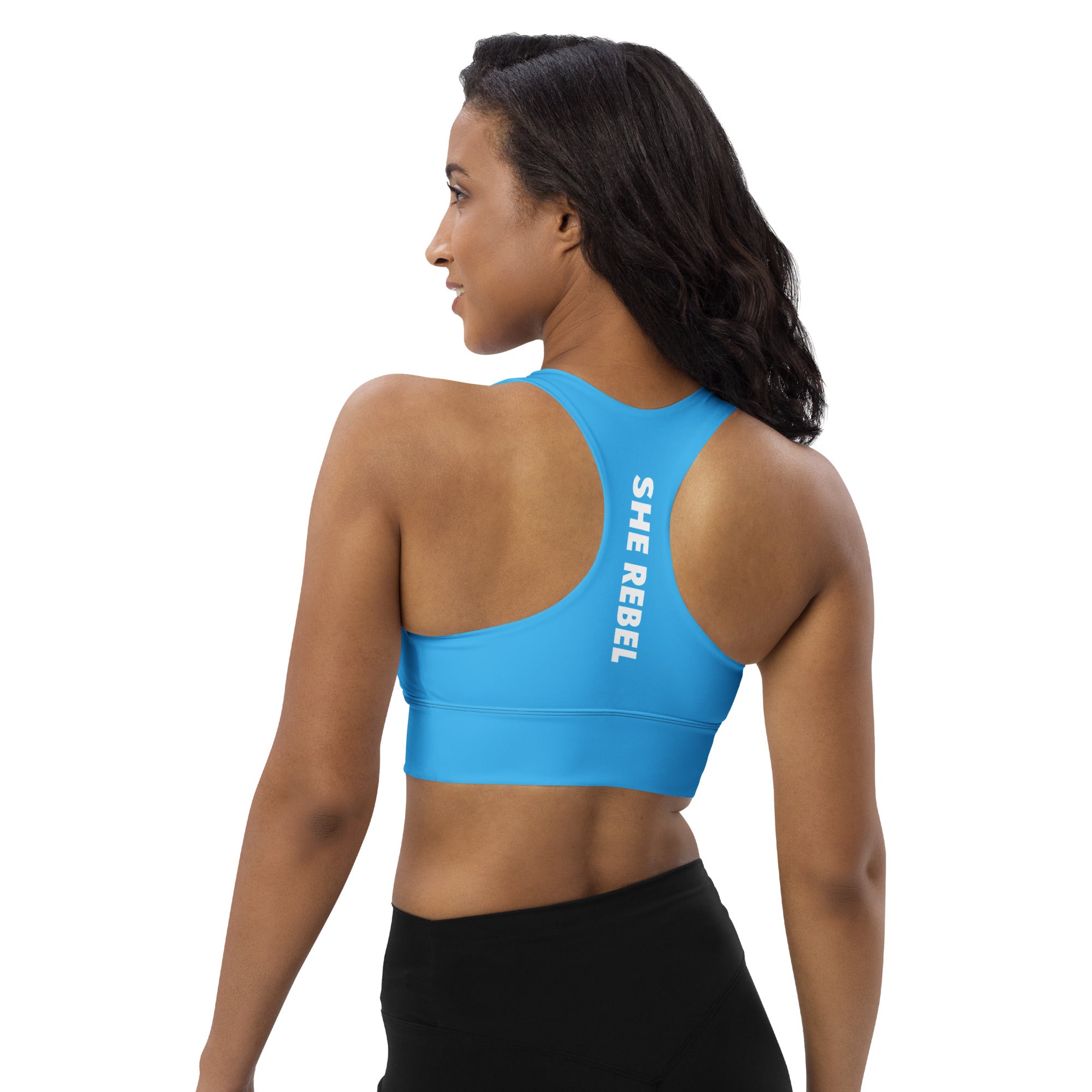 SHE REBEL - Lightning Blue Longline Sports Bra
